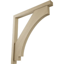 Ekena Millwork - BKTUR0352X36X40IMP05RCPR - Timberthane Faux Wood Imperial Style Bracket w/ Offset Brace, Block Ends, 3 1/2"W x 36"D x 40"H, Primed Tan