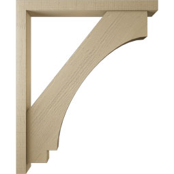 Ekena Millwork - BKTUR0352X36X44IMP05RCPR - Timberthane Faux Wood Imperial Style Bracket w/ Offset Brace, Block Ends, 3 1/2"W x 36"D x 44"H, Primed Tan