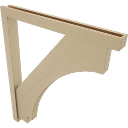 Ekena Millwork - BKTUR0352X36X44IMP05RCPR - Timberthane Faux Wood Imperial Style Bracket w/ Offset Brace, Block Ends, 3 1/2"W x 36"D x 44"H, Primed Tan