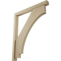 Ekena Millwork - BKTUR0352X36X44IMP05RCPR - Timberthane Faux Wood Imperial Style Bracket w/ Offset Brace, Block Ends, 3 1/2"W x 36"D x 44"H, Primed Tan