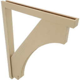 Ekena Millwork - BKTUR0352X36X48IMP05RCPR - Timberthane Faux Wood Imperial Style Bracket w/ Offset Brace, Block Ends, 3 1/2"W x 36"D x 48"H, Primed Tan