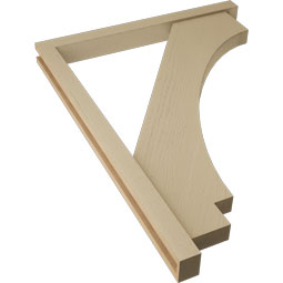 Ekena Millwork - BKTUR0352X36X48IMP05RCPR - Timberthane Faux Wood Imperial Style Bracket w/ Offset Brace, Block Ends, 3 1/2"W x 36"D x 48"H, Primed Tan