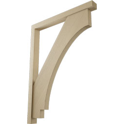Ekena Millwork - BKTUR0352X36X48IMP05RCPR - Timberthane Faux Wood Imperial Style Bracket w/ Offset Brace, Block Ends, 3 1/2"W x 36"D x 48"H, Primed Tan