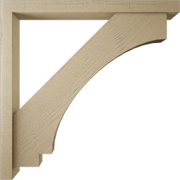 Ekena Millwork - BKTUR0352X38X38IMP05RCPR - Timberthane Faux Wood Imperial Style Bracket w/ Offset Brace, Block Ends, 3 1/2"W x 38"D x 38"H, Primed Tan