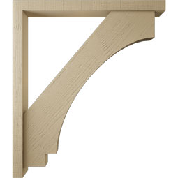 Ekena Millwork - BKTUR0352X38X44IMP05RCPR - Timberthane Faux Wood Imperial Style Bracket w/ Offset Brace, Block Ends, 3 1/2"W x 38"D x 44"H, Primed Tan