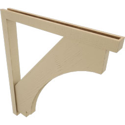 Ekena Millwork - BKTUR0352X38X44IMP05RCPR - Timberthane Faux Wood Imperial Style Bracket w/ Offset Brace, Block Ends, 3 1/2"W x 38"D x 44"H, Primed Tan