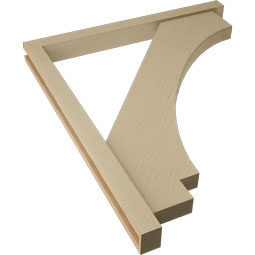Ekena Millwork - BKTUR0352X38X44IMP05RCPR - Timberthane Faux Wood Imperial Style Bracket w/ Offset Brace, Block Ends, 3 1/2"W x 38"D x 44"H, Primed Tan
