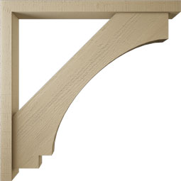 Ekena Millwork - BKTUR0352X40X40IMP05RCPR - Timberthane Faux Wood Imperial Style Bracket w/ Offset Brace, Block Ends, 3 1/2"W x 40"D x 40"H, Primed Tan