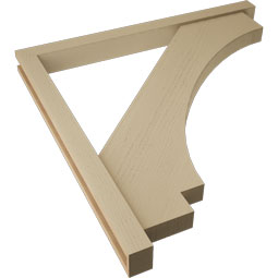 Ekena Millwork - BKTUR0352X40X40IMP05RCPR - Timberthane Faux Wood Imperial Style Bracket w/ Offset Brace, Block Ends, 3 1/2"W x 40"D x 40"H, Primed Tan