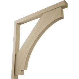 Ekena Millwork - BKTUR0352X40X40IMP05RCPR - Timberthane Faux Wood Imperial Style Bracket w/ Offset Brace, Block Ends, 3 1/2"W x 40"D x 40"H, Primed Tan