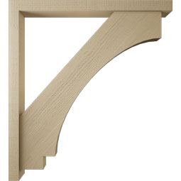 Ekena Millwork - BKTUR0352X40X44IMP05RCPR - Timberthane Faux Wood Imperial Style Bracket w/ Offset Brace, Block Ends, 3 1/2"W x 40"D x 44"H, Primed Tan