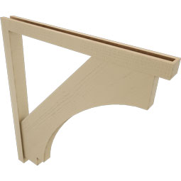 Ekena Millwork - BKTUR0352X40X44IMP05RCPR - Timberthane Faux Wood Imperial Style Bracket w/ Offset Brace, Block Ends, 3 1/2"W x 40"D x 44"H, Primed Tan