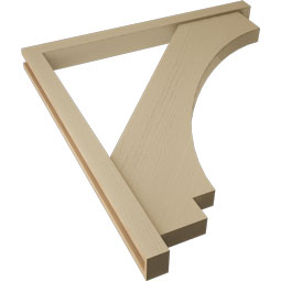 Ekena Millwork - BKTUR0352X40X44IMP05RCPR - Timberthane Faux Wood Imperial Style Bracket w/ Offset Brace, Block Ends, 3 1/2"W x 40"D x 44"H, Primed Tan