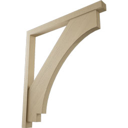 Ekena Millwork - BKTUR0352X40X44IMP05RCPR - Timberthane Faux Wood Imperial Style Bracket w/ Offset Brace, Block Ends, 3 1/2"W x 40"D x 44"H, Primed Tan