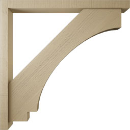 Ekena Millwork - BKTUR0352X42X42IMP05RCPR - Timberthane Faux Wood Imperial Style Bracket w/ Offset Brace, Block Ends, 3 1/2"W x 42"D x 42"H, Primed Tan