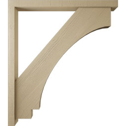 Ekena Millwork - BKTUR0352X42X48IMP05RCPR - Timberthane Faux Wood Imperial Style Bracket w/ Offset Brace, Block Ends, 3 1/2"W x 42"D x 48"H, Primed Tan