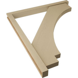 Ekena Millwork - BKTUR0352X42X48IMP05RCPR - Timberthane Faux Wood Imperial Style Bracket w/ Offset Brace, Block Ends, 3 1/2"W x 42"D x 48"H, Primed Tan
