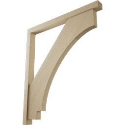 Ekena Millwork - BKTUR0352X42X48IMP05RCPR - Timberthane Faux Wood Imperial Style Bracket w/ Offset Brace, Block Ends, 3 1/2"W x 42"D x 48"H, Primed Tan