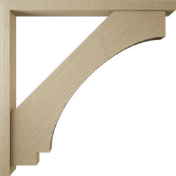 Ekena Millwork - BKTUR0352X46X46IMP05RCPR - Timberthane Faux Wood Imperial Style Bracket w/ Offset Brace, Block Ends, 3 1/2"W x 46"D x 46"H, Primed Tan