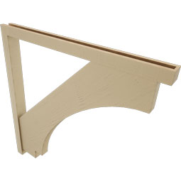 Ekena Millwork - BKTUR0352X46X46IMP05RCPR - Timberthane Faux Wood Imperial Style Bracket w/ Offset Brace, Block Ends, 3 1/2"W x 46"D x 46"H, Primed Tan