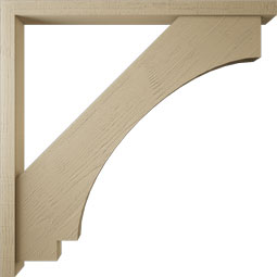 Ekena Millwork - BKTUR0352X48X48IMP05RCPR - Timberthane Faux Wood Imperial Style Bracket w/ Offset Brace, Block Ends, 3 1/2"W x 48"D x 48"H, Primed Tan