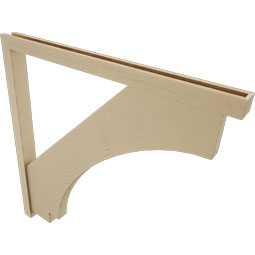 Ekena Millwork - BKTUR0352X48X48IMP05RCPR - Timberthane Faux Wood Imperial Style Bracket w/ Offset Brace, Block Ends, 3 1/2"W x 48"D x 48"H, Primed Tan