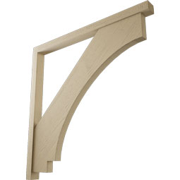 Ekena Millwork - BKTUR0352X48X48IMP05RCPR - Timberthane Faux Wood Imperial Style Bracket w/ Offset Brace, Block Ends, 3 1/2"W x 48"D x 48"H, Primed Tan