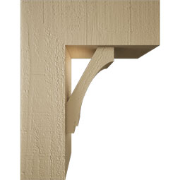 Ekena Millwork - BKTUR0554X14X18IMP05RCPR - Timberthane Faux Wood Imperial Style Bracket w/ Offset Brace, Block Ends, 5 1/2"W x 14"D x 18"H, Primed Tan
