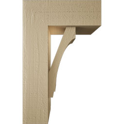 Ekena Millwork - BKTUR0554X14X22IMP05RCPR - Timberthane Faux Wood Imperial Style Bracket w/ Offset Brace, Block Ends, 5 1/2"W x 14"D x 22"H, Primed Tan