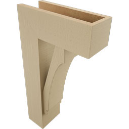 Ekena Millwork - BKTUR0554X14X26IMP05RCPR - Timberthane Faux Wood Imperial Style Bracket w/ Offset Brace, Block Ends, 5 1/2"W x 14"D x 26"H, Primed Tan