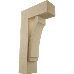 Ekena Millwork - BKTUR0554X14X26IMP05RCPR - Timberthane Faux Wood Imperial Style Bracket w/ Offset Brace, Block Ends, 5 1/2"W x 14"D x 26"H, Primed Tan