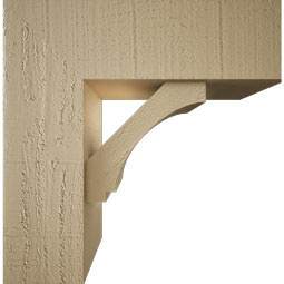 Ekena Millwork - BKTUR0554X16X16IMP05RCPR - Timberthane Faux Wood Imperial Style Bracket w/ Offset Brace, Block Ends, 5 1/2"W x 16"D x 16"H, Primed Tan