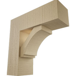 Ekena Millwork - BKTUR0554X16X16IMP05RCPR - Timberthane Faux Wood Imperial Style Bracket w/ Offset Brace, Block Ends, 5 1/2"W x 16"D x 16"H, Primed Tan