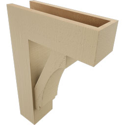 Ekena Millwork - BKTUR0554X16X24IMP05RCPR - Timberthane Faux Wood Imperial Style Bracket w/ Offset Brace, Block Ends, 5 1/2"W x 16"D x 24"H, Primed Tan