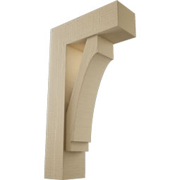 Ekena Millwork - BKTUR0554X16X28IMP05RCPR - Timberthane Faux Wood Imperial Style Bracket w/ Offset Brace, Block Ends, 5 1/2"W x 16"D x 28"H, Primed Tan