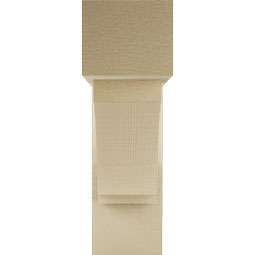 Ekena Millwork - BKTUR0554X18X18IMP05RCPR - Timberthane Faux Wood Imperial Style Bracket w/ Offset Brace, Block Ends, 5 1/2"W x 18"D x 18"H, Primed Tan