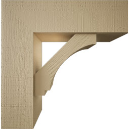 Ekena Millwork - BKTUR0554X18X18IMP05RCPR - Timberthane Faux Wood Imperial Style Bracket w/ Offset Brace, Block Ends, 5 1/2"W x 18"D x 18"H, Primed Tan