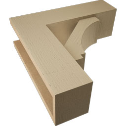 Ekena Millwork - BKTUR0554X18X18IMP05RCPR - Timberthane Faux Wood Imperial Style Bracket w/ Offset Brace, Block Ends, 5 1/2"W x 18"D x 18"H, Primed Tan