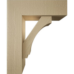Ekena Millwork - BKTUR0554X18X22IMP05RCPR - Timberthane Faux Wood Imperial Style Bracket w/ Offset Brace, Block Ends, 5 1/2"W x 18"D x 22"H, Primed Tan