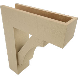Ekena Millwork - BKTUR0554X18X22IMP05RCPR - Timberthane Faux Wood Imperial Style Bracket w/ Offset Brace, Block Ends, 5 1/2"W x 18"D x 22"H, Primed Tan