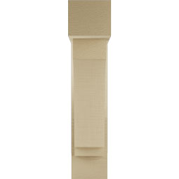 Ekena Millwork - BKTUR0554X18X26IMP05RCPR - Timberthane Faux Wood Imperial Style Bracket w/ Offset Brace, Block Ends, 5 1/2"W x 18"D x 26"H, Primed Tan