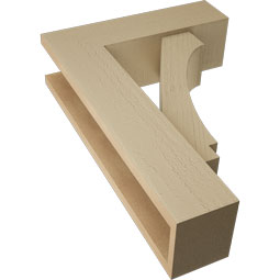Ekena Millwork - BKTUR0554X18X26IMP05RCPR - Timberthane Faux Wood Imperial Style Bracket w/ Offset Brace, Block Ends, 5 1/2"W x 18"D x 26"H, Primed Tan
