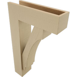 Ekena Millwork - BKTUR0554X18X30IMP05RCPR - Timberthane Faux Wood Imperial Style Bracket w/ Offset Brace, Block Ends, 5 1/2"W x 18"D x 30"H, Primed Tan