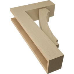 Ekena Millwork - BKTUR0554X18X30IMP05RCPR - Timberthane Faux Wood Imperial Style Bracket w/ Offset Brace, Block Ends, 5 1/2"W x 18"D x 30"H, Primed Tan