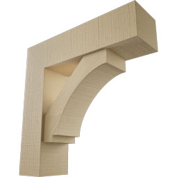 Ekena Millwork - BKTUR0554X20X20IMP05RCPR - Timberthane Faux Wood Imperial Style Bracket w/ Offset Brace, Block Ends, 5 1/2"W x 20"D x 20"H, Primed Tan