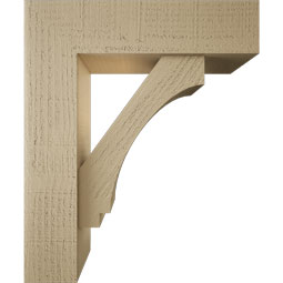 Ekena Millwork - BKTUR0554X20X24IMP05RCPR - Timberthane Faux Wood Imperial Style Bracket w/ Offset Brace, Block Ends, 5 1/2"W x 20"D x 24"H, Primed Tan