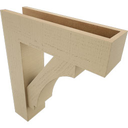 Ekena Millwork - BKTUR0554X20X24IMP05RCPR - Timberthane Faux Wood Imperial Style Bracket w/ Offset Brace, Block Ends, 5 1/2"W x 20"D x 24"H, Primed Tan