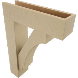 Ekena Millwork - BKTUR0554X20X28IMP05RCPR - Timberthane Faux Wood Imperial Style Bracket w/ Offset Brace, Block Ends, 5 1/2"W x 20"D x 28"H, Primed Tan