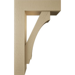 Ekena Millwork - BKTUR0554X20X32IMP05RCPR - Timberthane Faux Wood Imperial Style Bracket w/ Offset Brace, Block Ends, 5 1/2"W x 20"D x 32"H, Primed Tan