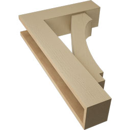 Ekena Millwork - BKTUR0554X20X32IMP05RCPR - Timberthane Faux Wood Imperial Style Bracket w/ Offset Brace, Block Ends, 5 1/2"W x 20"D x 32"H, Primed Tan